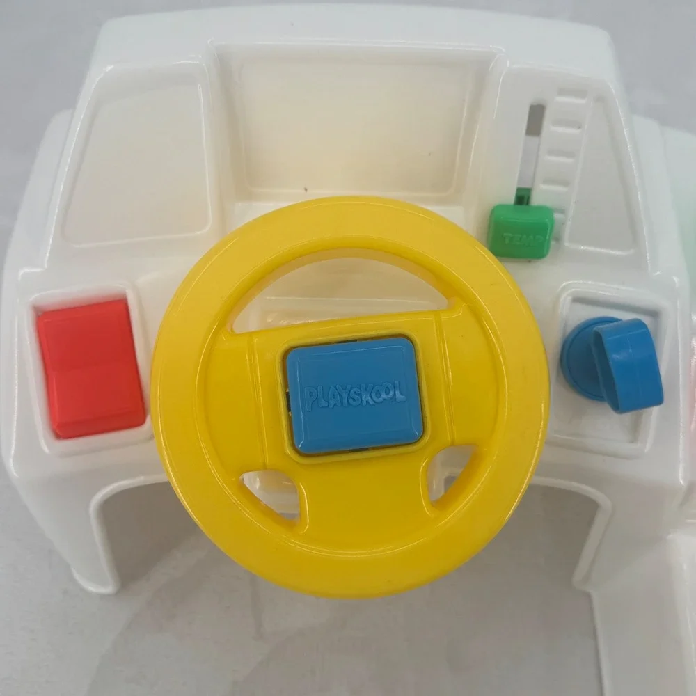 Vintage 1990 Playskool Busy Driver Toy Dashboard Steering Wheel Gear Shift Retro